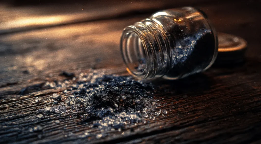 A jar of black salt